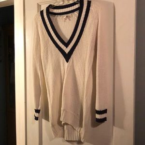 Blue and white sweater